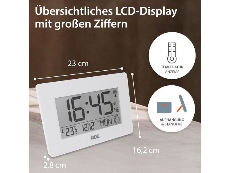 ADE Funkuhr XXL-Ziffern