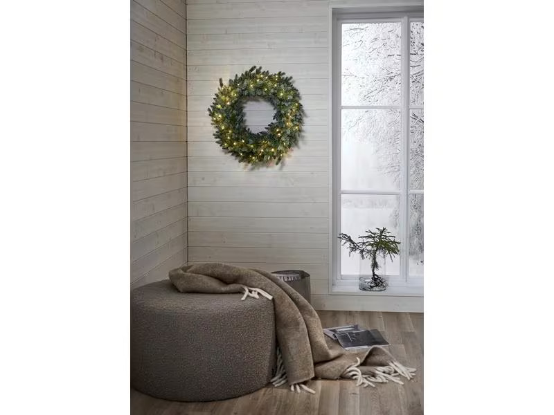 Star Trading LED-Weihnachtskranz Greyland, Ø 80 cm, Grün