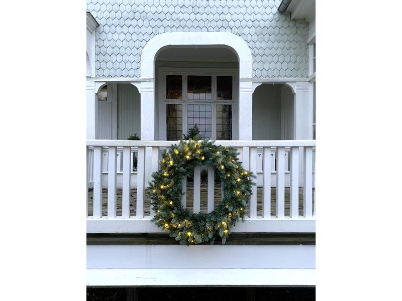 Star Trading LED-Weihnachtskranz Greyland, Ø 80 cm, Grün
