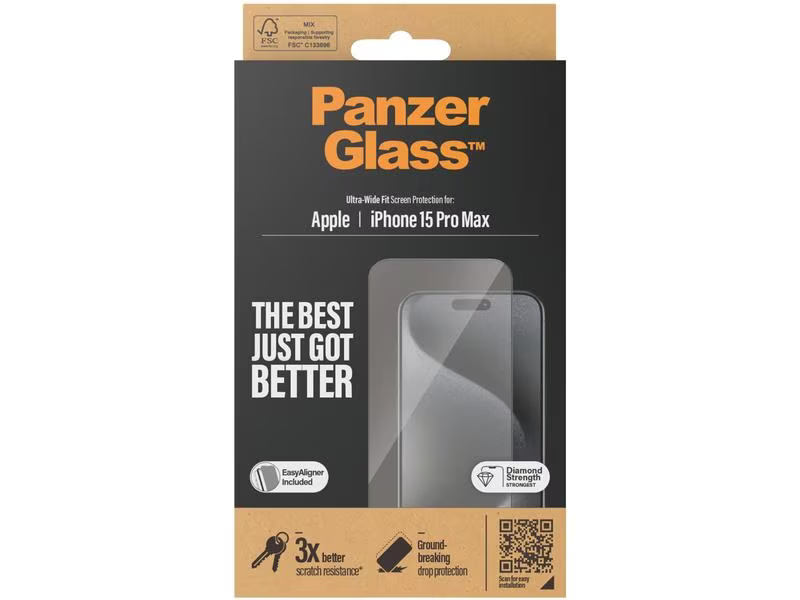 Panzerglass Displayschutz Ultra Wide Fit iPhone 15 Pro Max
