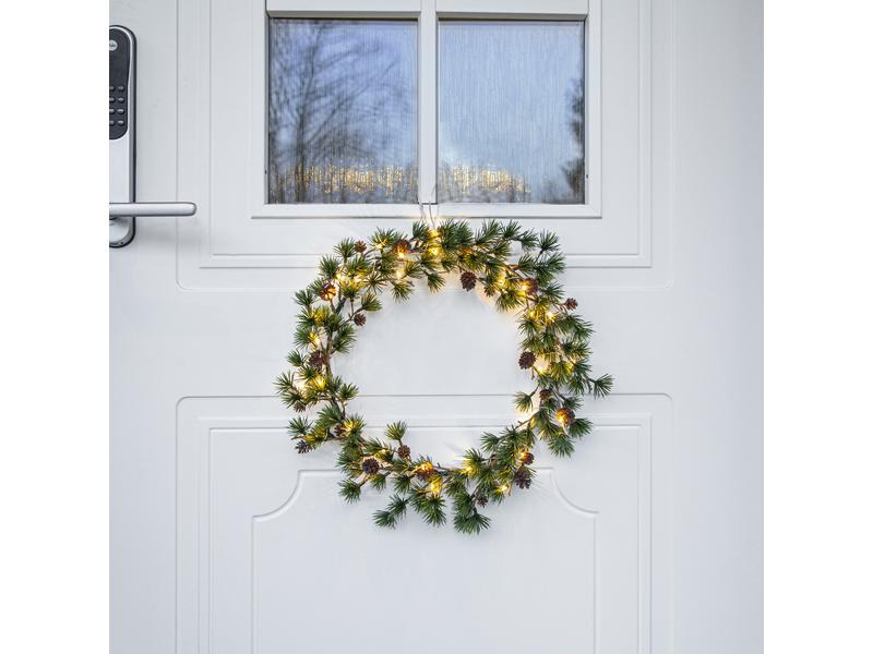 Star Trading LED-Weihnachtskranz Larix, Ø 40 cm, Grün