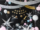 Partydeco Folienballon Happy New Year schwarz, 27 x 88 cm, 1 Stück