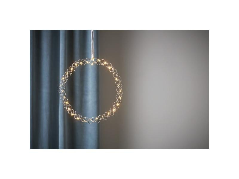 Star Trading Hänger Kranz Hoop, 30 LEDs, Ø 30 cm, Chrom