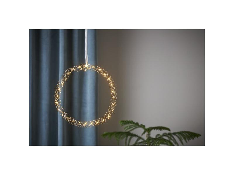 Star Trading Hänger Kranz Hoop, 30 LEDs, Ø 30 cm, Messing