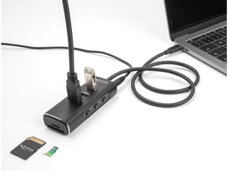 Delock USB-Hub 3x USB A/1x USB C 10Gbps und 1x mircoSD/SD