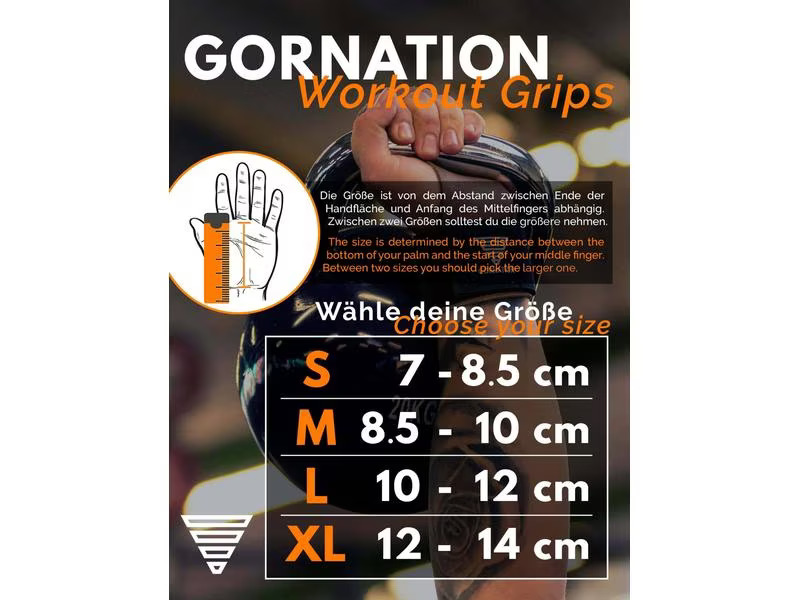 Gornation Fitnesshandschuhe Workout Grips Leder, S