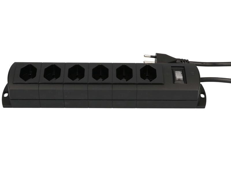 Max Hauri Steckdosenleiste 6 x Typ 13, Prime Line, Schwarz