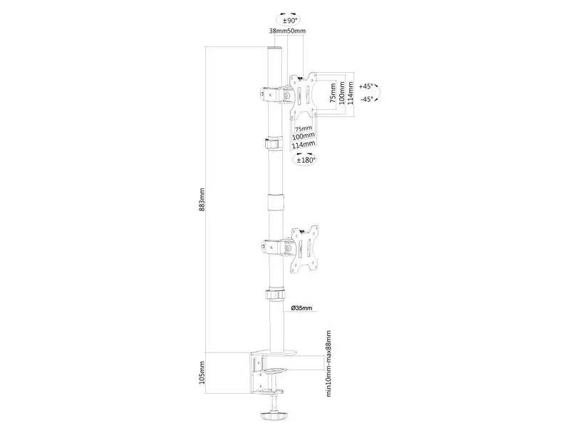 Neomounts by NewStar Tischhalterung FPMA-D550DV bis 6 kg – Schwarz