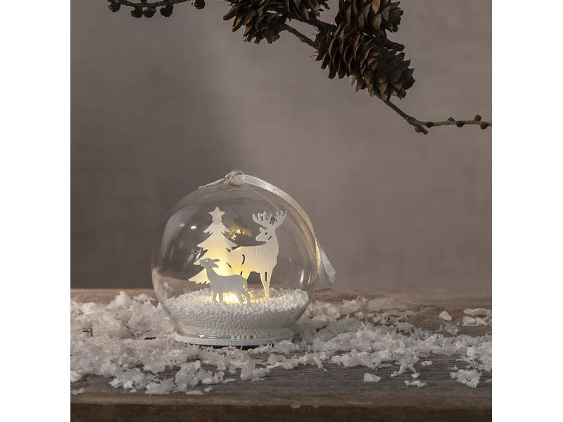 Star Trading Tischdeko Kugel Fauna 9 cm, Weiss