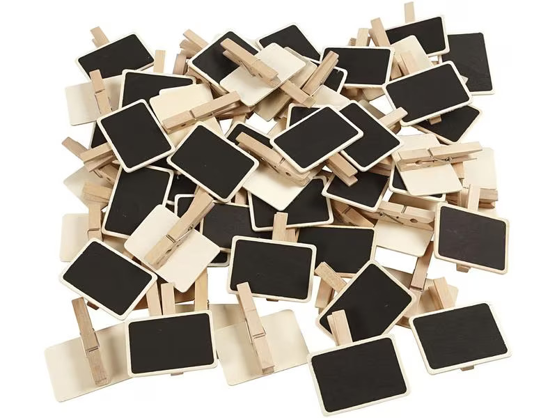 Creativ Company Minikreidetafel mit Klammern 6.8 x 4.7 cm, 100 Stück