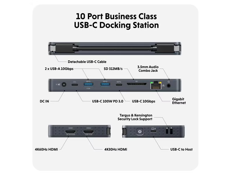 HYPER HyperDrive Next 10 Port Business Class USB-C Dock