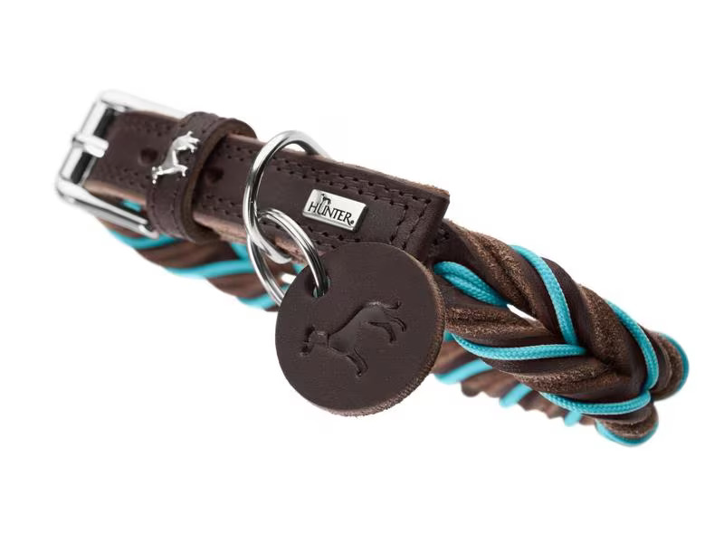 Hunter Halsband Solid Education Cord, M (55), Dunkelbraun/Türkis