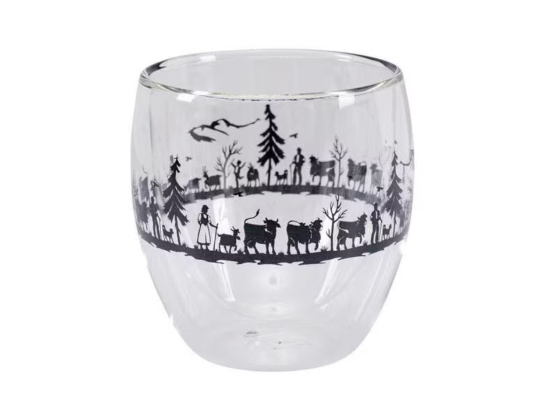 Kadastar Kaffeebecher Alpaufzug Familie 250 ml, 2 Stück, Transparent