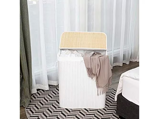 Songmics Wäschekorb  mit Deckel 100 l, Weiss