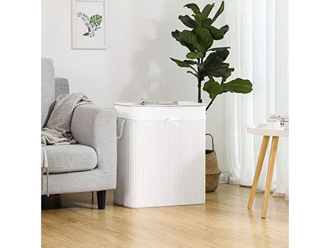 Songmics Wäschekorb  mit Deckel 100 l, Weiss