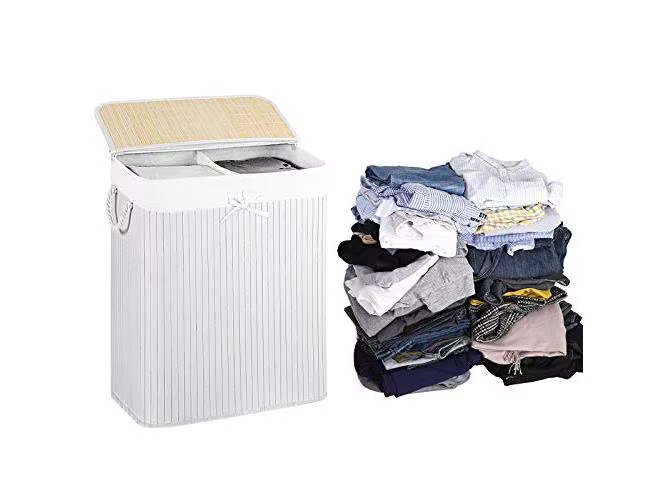 Songmics Wäschekorb  mit Deckel 100 l, Weiss