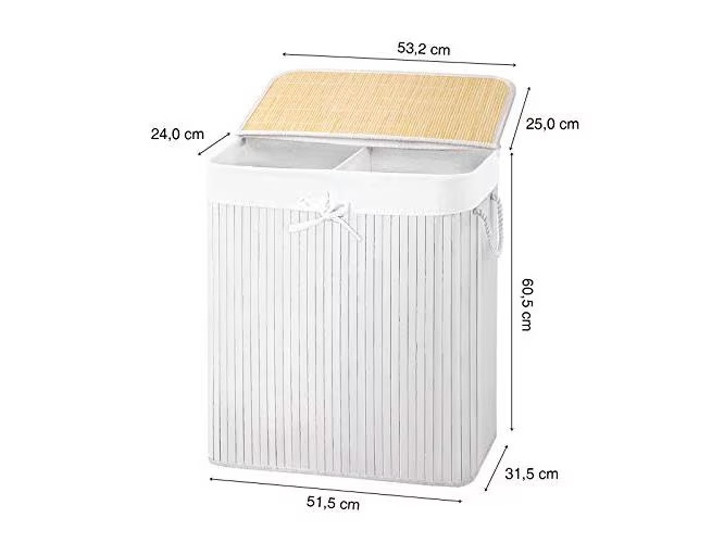 Songmics Wäschekorb  mit Deckel 100 l, Weiss