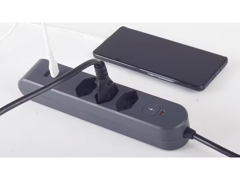 STEFFEN Steckdosenleiste IQ 3 x T13, USB-A+C, Anthrazit, 3 m Kabel