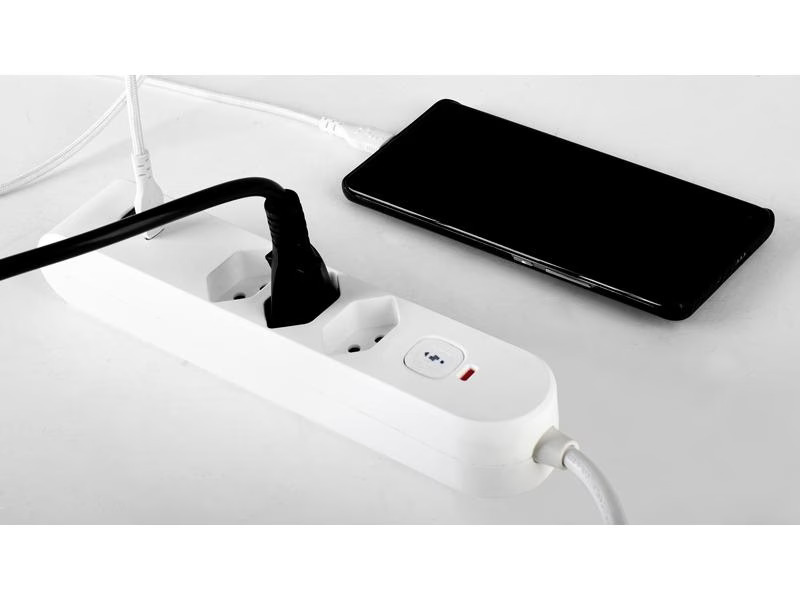 STEFFEN Steckdosenleiste IQ 3 x T13, USB-A+C, Weiss, 3 m Kabel