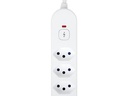 STEFFEN Steckdosenleiste IQ 3 x T13, USB-A+C, Weiss, 3 m Kabel