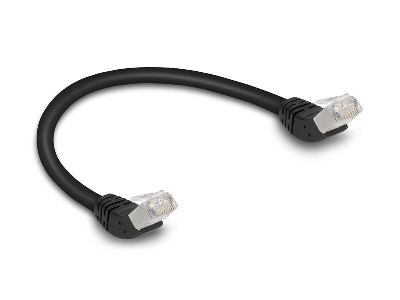 Delock Patchkabel 45° oben gewinkelt Cat 6A, S/FTP, 0.25 m, Schwarz