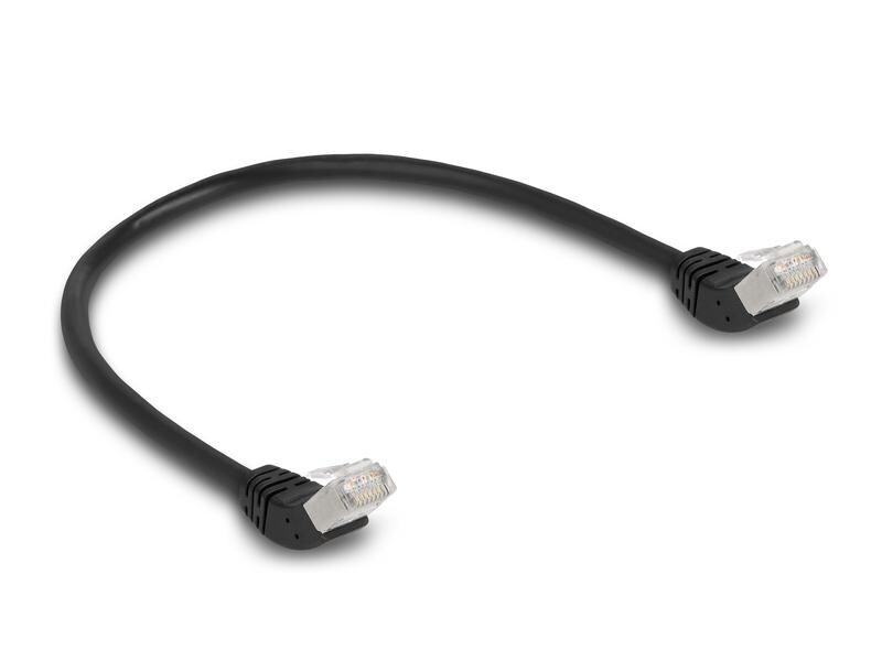 Delock Patchkabel 45° oben gewinkelt Cat 6A, S/FTP, 0.5 m, Schwarz