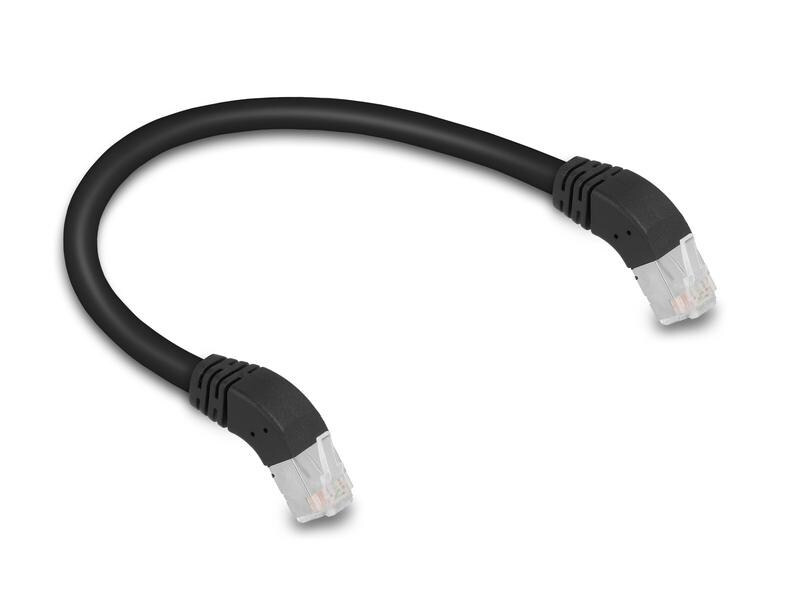Delock Patchkabel 45° unten gewinkelt Cat 6A, S/FTP, 0.25 m Schwarz