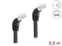 Delock Patchkabel 45° unten gewinkelt Cat 6A, S/FTP, 0.5 m, Schwarz