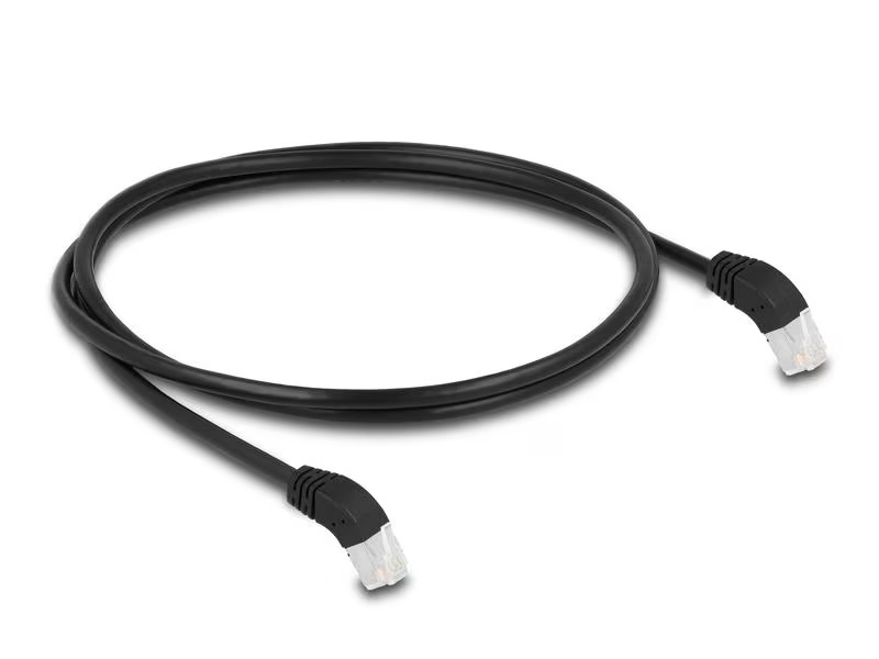 Delock Patchkabel 45° unten gewinkelt Cat 6A, S/FTP, 1 m, Schwarz