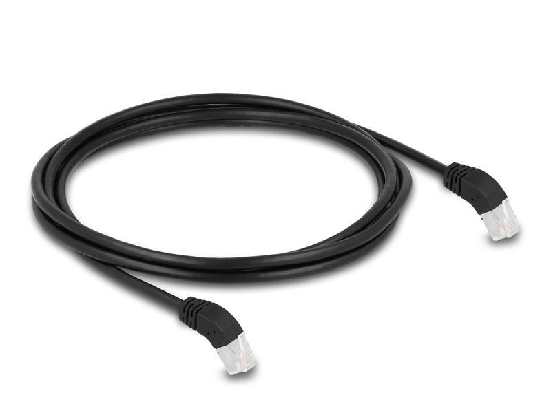 Delock Patchkabel 45° unten gewinkelt Cat 6A, S/FTP, 2 m, Schwarz