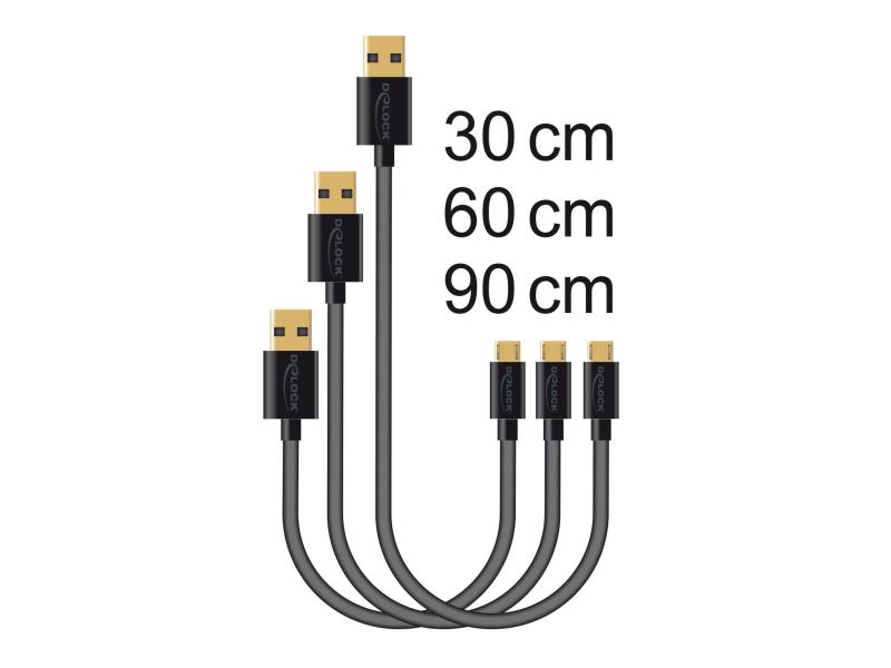 Delock USB 2.0-Kabel A - MicroB 3er Set