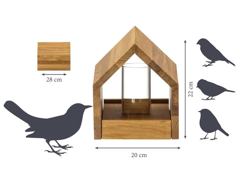 LUXUS-VOGELHAUS Vogelfutterhaus Bauhaus I, 20.5 x 28 x 23.5 cm, Holz