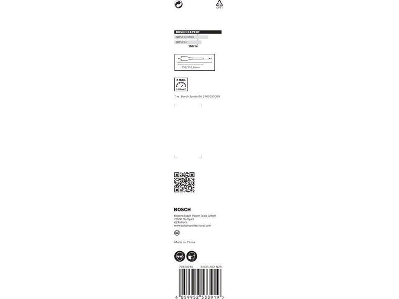 Bosch Professional Flachfräsbohrer EXPERT Self Cut Speed, 18 x 152 mm