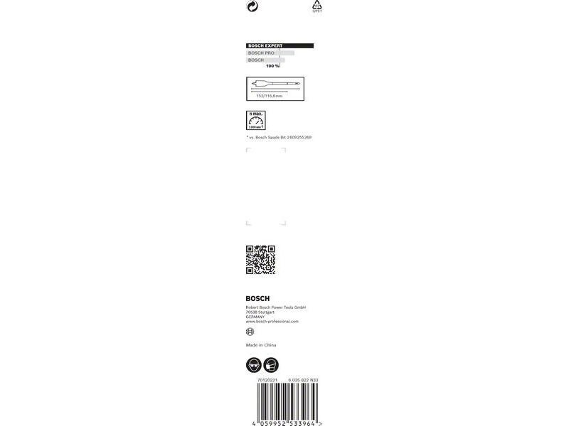 Bosch Professional Flachfräsbohrer EXPERT Self Cut Speed, 25 x 152 mm