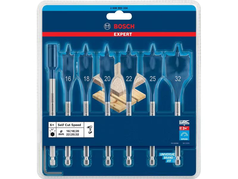 Bosch Professional Flachfräsbohrer-Set Expert Self Cut Speed, 7-teilig