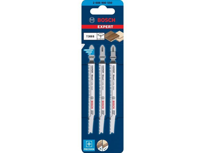 Bosch Professional Stichsägeblatt EXPERT Wood 2-side clean T 308 B, 3 Stück