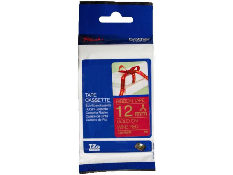 Brother Beschriftungsband TZe-RW34 Gold auf Rot