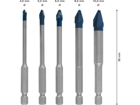 Bosch Professional Bohrer-Set Expert HEX-9 HardCeramic, 5-teilig