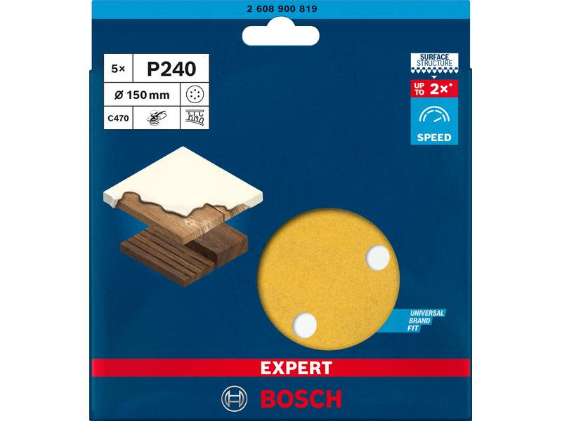 Bosch Professional Schleifpapier EXPERT C470, 150 mm, G 240, 5-tlg.