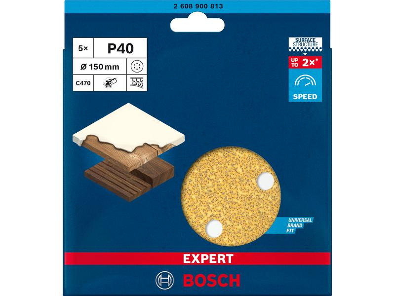 Bosch Professional Schleifpapier EXPERT C470, 150 mm, G 40, 5-tlg.