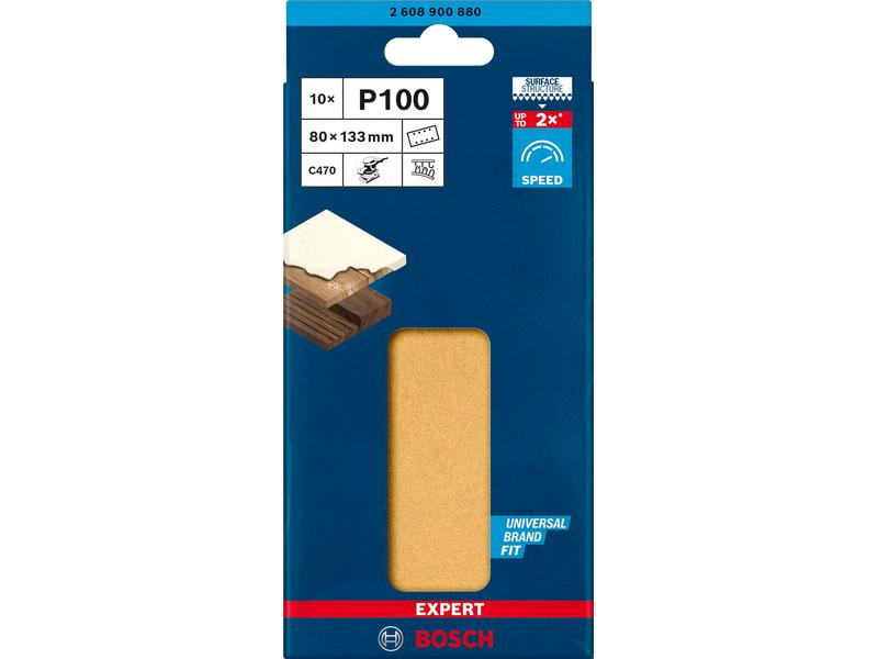 Bosch Professional Schleifpapier EXPERT C470, 80 x 133 mm, G 100, 10-tlg.