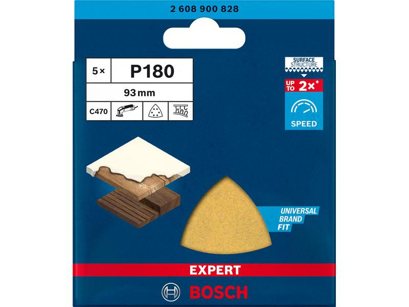 Bosch Professional Schleifpapier EXPERT C470, 93 mm, G 180, 5 Stück