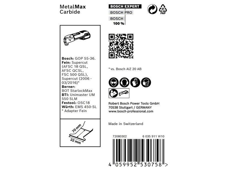 Bosch Professional Tauchsägeblatt EXPERT MetalMax MAII 32 AIT 70 x 32 mm