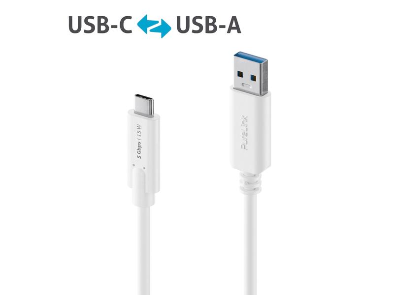 PureLink USB 3.1-Kabel (Gen 1) USB C - USB A 1.5 m Weiss