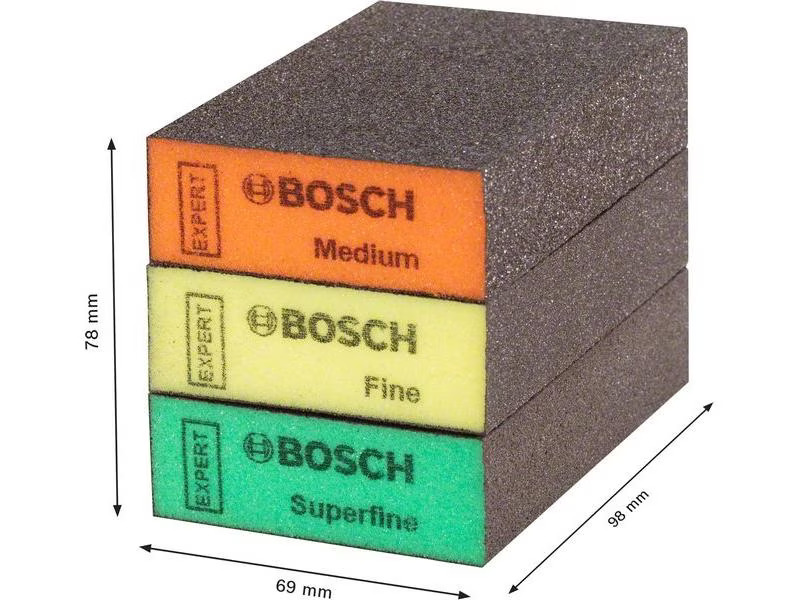 Bosch Professional Unischleifblock Expert-Set S471, 3-teilig, 69 x 97 x 26 mm