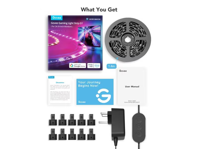 Govee LED Stripe Gaming G1, Wi-Fi + Bluetooth, RGBIC, 24-26