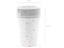 Partydeco Einwegbecher Punkte 260 ml, 6 Stück, Rosegold/Weiss
