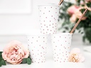 Partydeco Einwegbecher Punkte 260 ml, 6 Stück, Rosegold/Weiss
