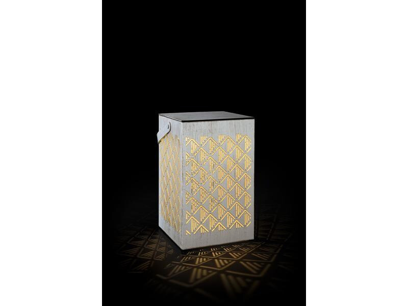 STT Laterne Muster Recharge USB, 24.5 cm, Weiss/Gold