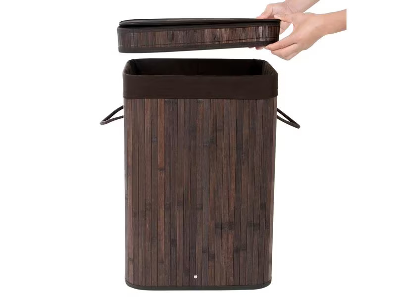 Songmics Wäschesammler für trockene Wäsche 72 l, Dunkelbraun